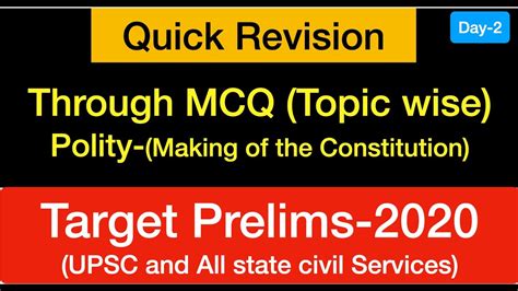 Quick Revision Through Mcq Polity Making Of The Constitution Target