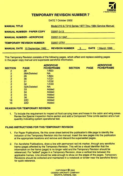 Cessna And T Series Service Manual Thru