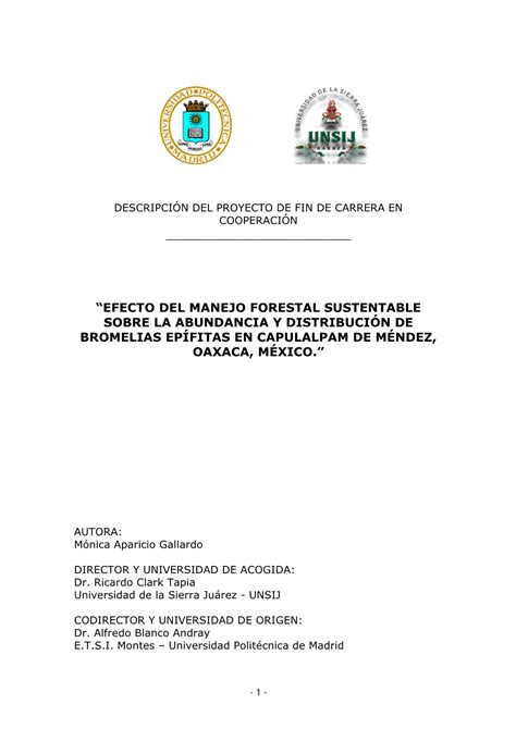 Efecto Del Manejo Forestal Sustentable Sobre La Abundancia Y