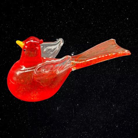 Vintage Murano Ruby Red Hand Blown Glass Dove Rooster Cardinal Bird