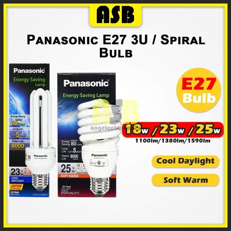 1pc Panasonic 3U Bulb Spiral Bulb E27 Energy Saving Bulb 18W 23W