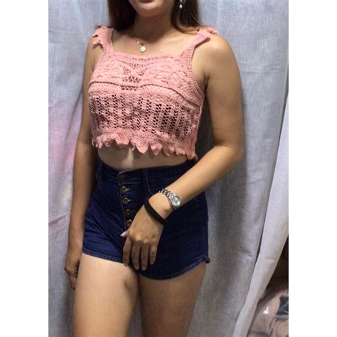 Mica Women Crochet Top Lace Bralette Knit Bra Boho Beach Bikini Halter Cami Crop Top