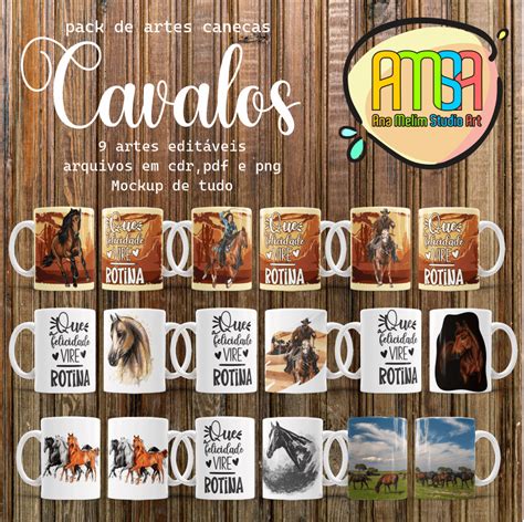 Estampas Cavalos Canecas Ana Melim Studio Art