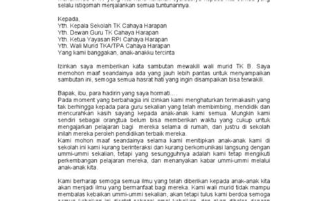 Kumpulan Contoh Kata Sambutan Orang Tua Murid Pada Acara Perpisahan