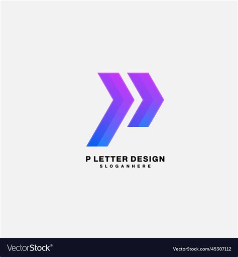 Letter P With Arrow Design Logo Colorful Vector Image