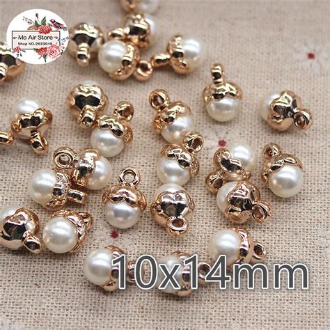 30pcs Lot 10x14mm Pearl Charm Beads ABS Resin Flatback Simulated Pearl