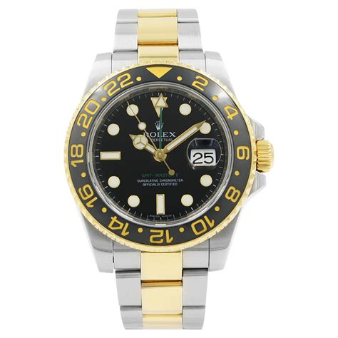 Rolex GMT Master II Black On Black Steel Yellow Gold Automatic Watch