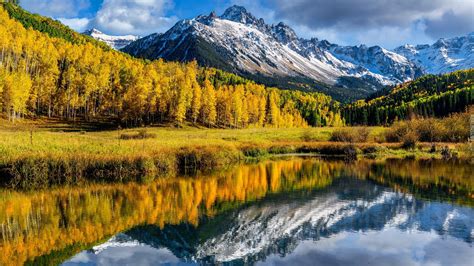 Odbicie G Ry Mount Sneffels I Lasu W Jeziorze Blue Lake