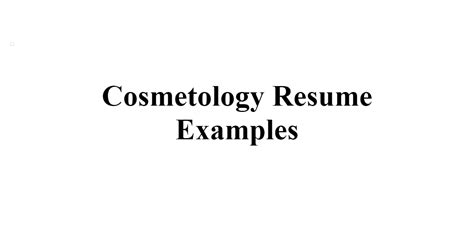 Cosmetology Resume Examples BuildFreeResume