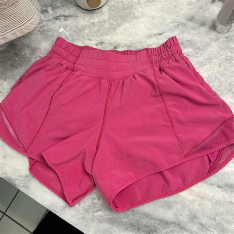 Pink Lululemon Hotty Hot Shorts Size Barley Depop