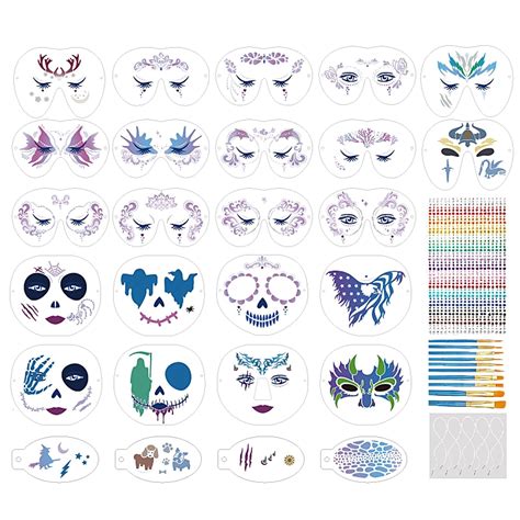 Amazon 42 Pcs Face Paint Stencils Face Painting Kit 26 Face