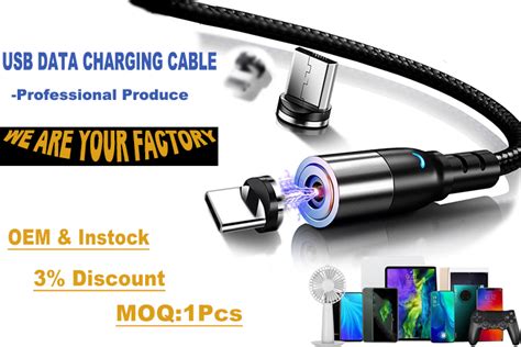 Oem Led 3 In 1 Magnetic Charging Cable 360 540 Degree Type C Charger Usb Port Cable Type C