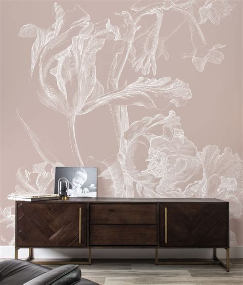 Engraved Flowers Behang Met Getekende Bloemen Nude WP 744 KEK Amsterdam