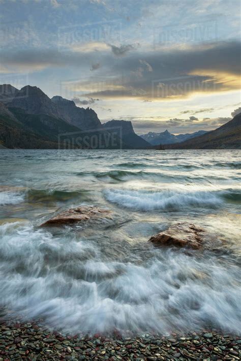 Saint Mary Lake, Glacier National Park, Montana. - Stock Photo - Dissolve