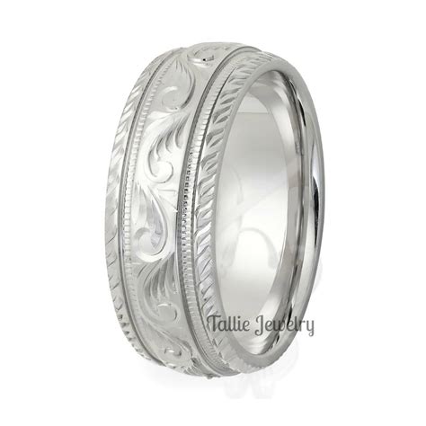 Hand Engraved Mens Wedding Bands Hand Engraved Mens Wedding | Etsy