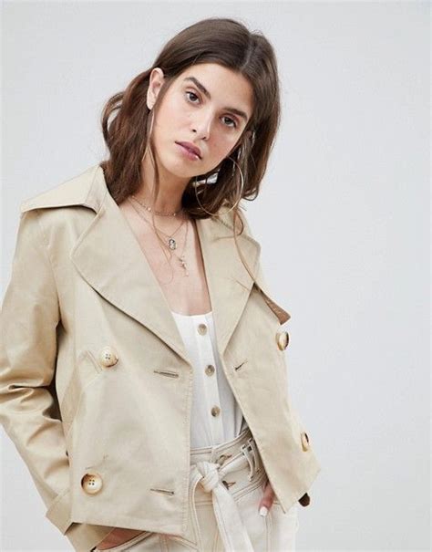 River Island Double Breasted Cropped Trench Coat Asos Cropped Trench Coat Trench Coat Coat