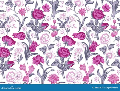 Light Romantic Seamless Vector Vintage Floral Pattern Stock Vector