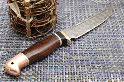 Custom Damascus Folding Knife Bone Hand Scrimshaw Brass Cfa