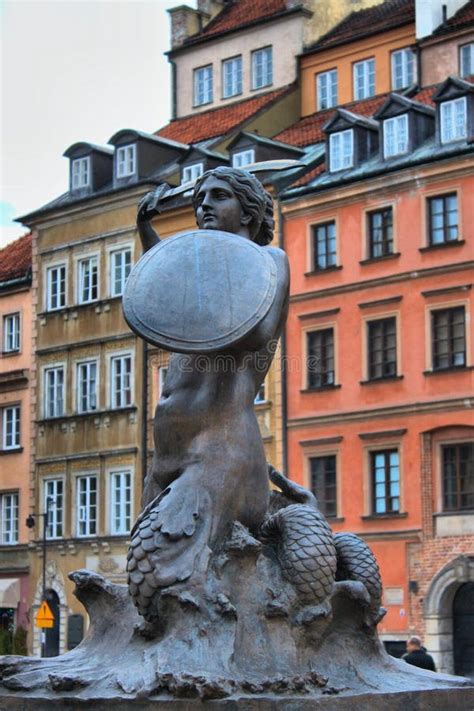 Statue Of Mermaid Old Town In Warsaw Poland Stock Photo Image Of