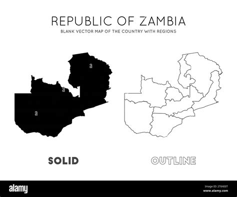 Mappa Dello Zambia Mappa Vettoriale Vuota Del Paese Con Le Regioni