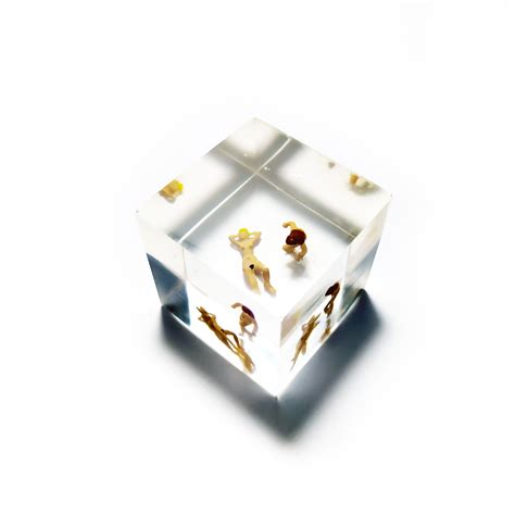 Two Naked Women Resin Cube Paperweight Erotic Art Adult Miniature Sexy Figure Mature