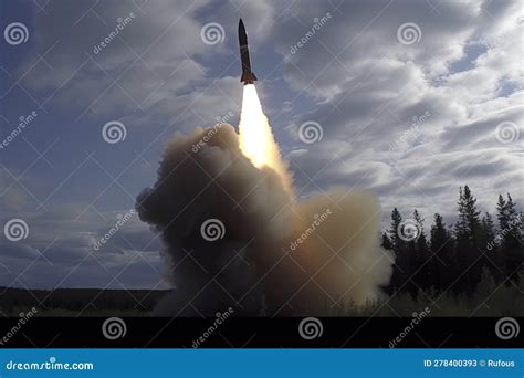 Launch of a Ballistic Missile Stock Illustration - Illustration of ...