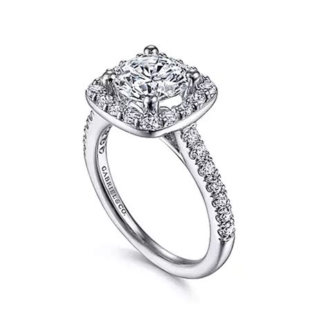 Lyla 14k White Gold Round Moissanite Halo Engagement Ring Gage Diamonds