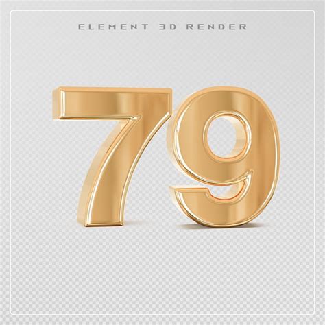 Premium PSD | 79 number golden 3d render