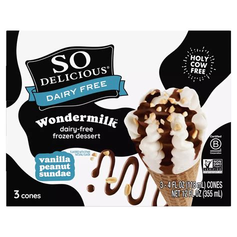 So Delicious Wondermilk Vanilla Peanut Sundae Dairy Free Dessert Cones Shop Bars And Pops At H E B