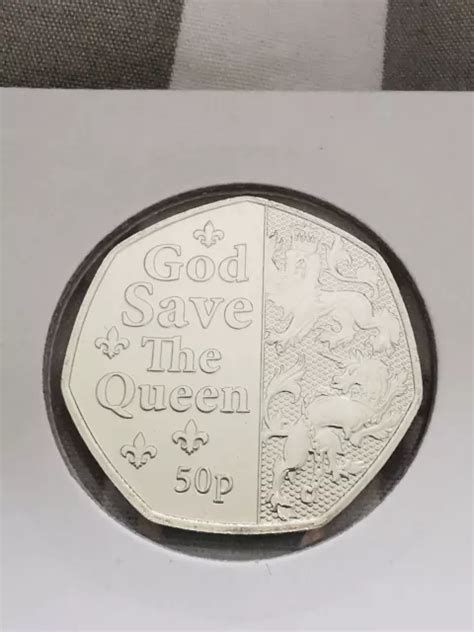 National Anthem God Save The Queen P Fifty Pence Coin Bu Iom