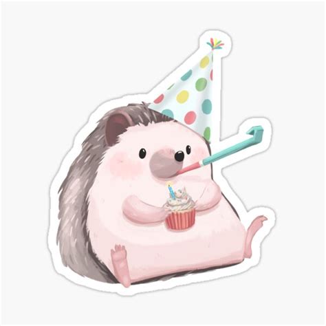 "Birthday Hedgehog" Sticker for Sale by Pameloo | Redbubble