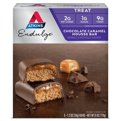 Atkins Endulge Treat Chocolate Caramel Mousse Bar Keto Friendly 5 Count