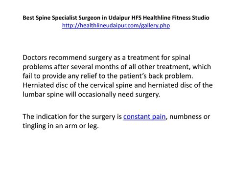 PPT - Best Spine Specialist Surgeon in Udaipur HFS Healthline Fitness