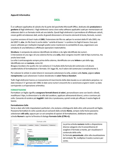 Appunti Informatica Vecchia Edizione Appunti Informatica Excel Un