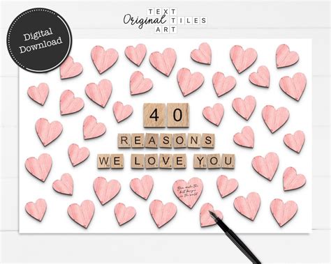 40 Reasons We Love You Printable Birthday Poster 40th Etsy