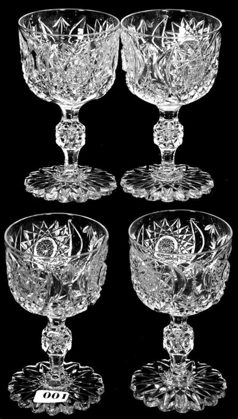 4 4 5 8 American Brilliant Cut Glass Wine Glasses