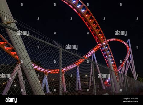 Night Image Of The Thunderbolt Roller Coaster At Luna Parkconey Island