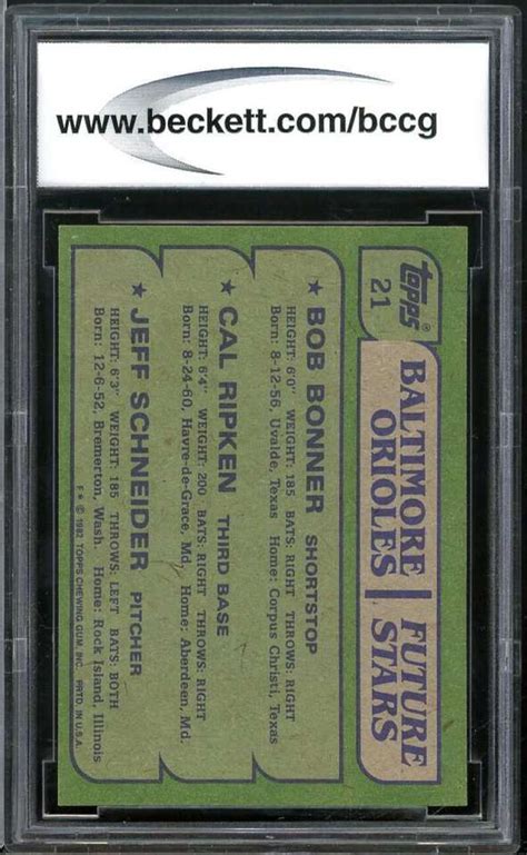 Topps Cal Ripken Jr Rookie Card Bgs Bccg Near Mint Ebay