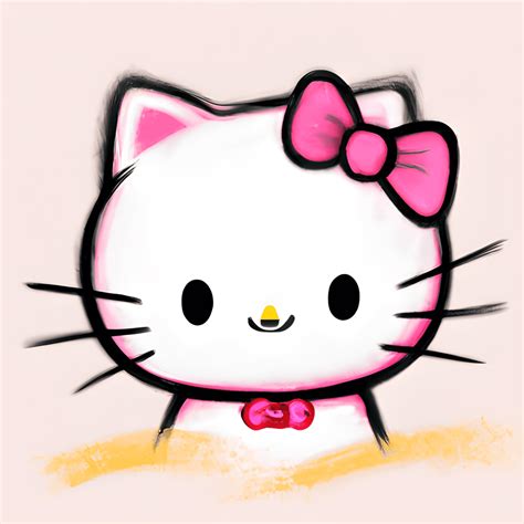 Super Cute Hello Kitty Illustration Painting · Creative Fabrica