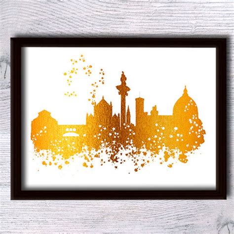 Florence Italy Skyline Print Florence Real Foil Poster Etsy