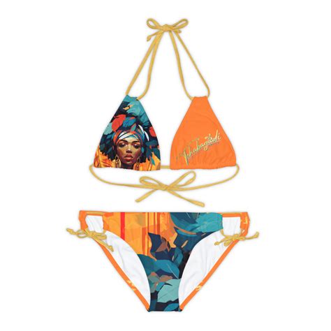 Tchabagadi Crown Bikini Set Orange Light Blue Gold Tchabagadi