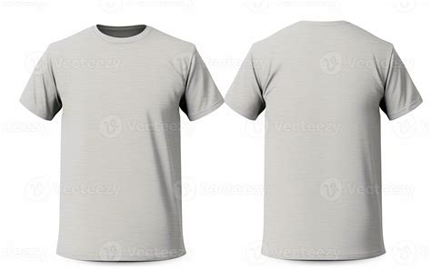 Grey T Shirt On White Background For Template And Mockup Cut Out Front And Back T Shirt For