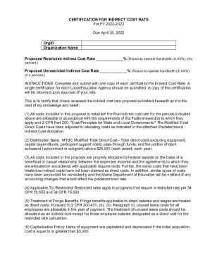 Fillable Online Fldoe Orgindirect Cost Rates Indirect