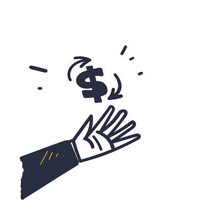 Hand Drawing Doodle Hand Holding Money With Circular Arrow Illustration ...