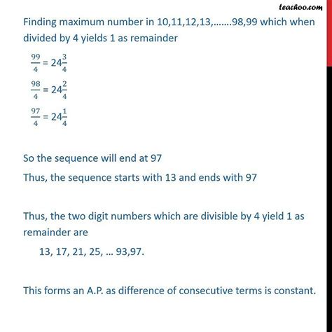 Question Find Sum Of All Two Digit Numbers Which Divided By