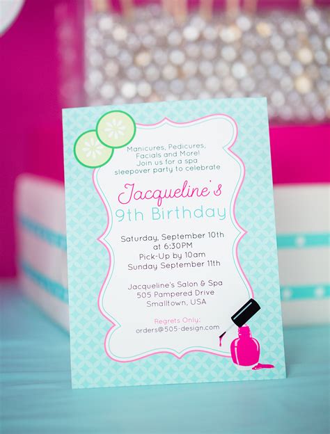 Spa Birthday Invitations