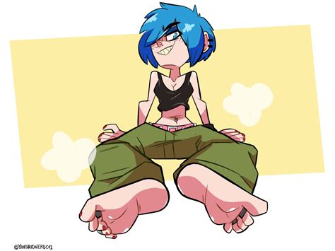 Rule 34 2d Barefoot Big Feet Blue Eyes Blue Eyeshadow Blue Hair