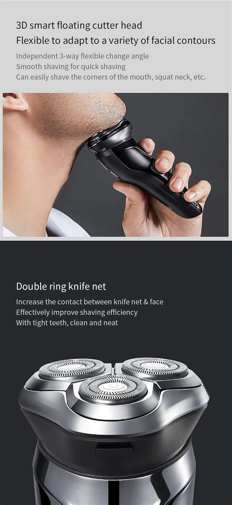 XIAOMI Youpin Мужская моющаяся USB перезаряжаемая электробритва ...