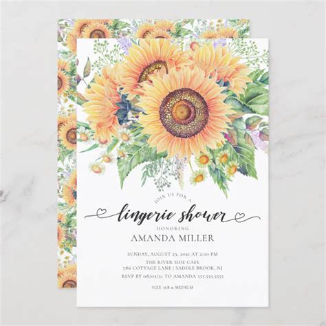 Sunflower Garden Bridal Lingerie Shower Invitation Zazzle