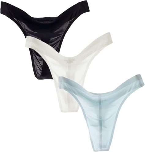 Bikini Sexy Con Espalda En T Para Hombre Sin Costuras Suave Seda De Hielo Y Tangas Negro